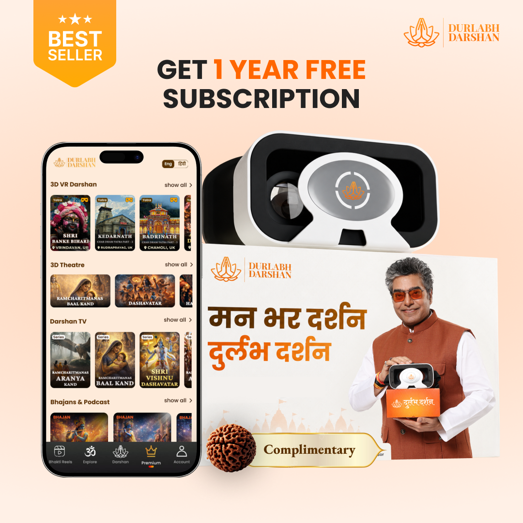 Durlabh Darshan with VR Headset + 1 Year App Subscription + Complimentary Abhimantrit Rudraksha