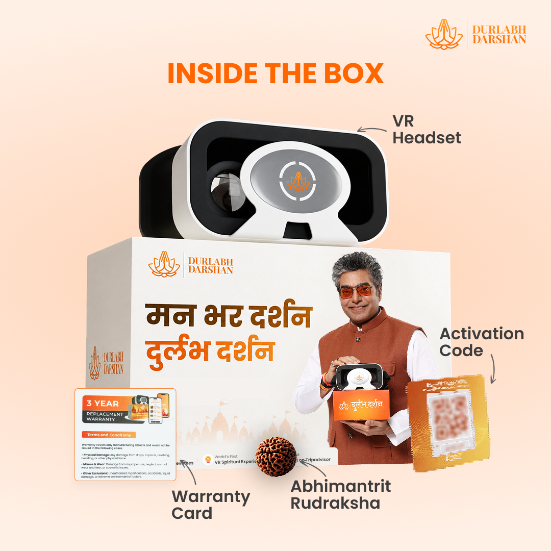 Durlabh Darshan with VR Headset + 1 Year App Subscription + Complimentary Abhimantrit Rudraksha