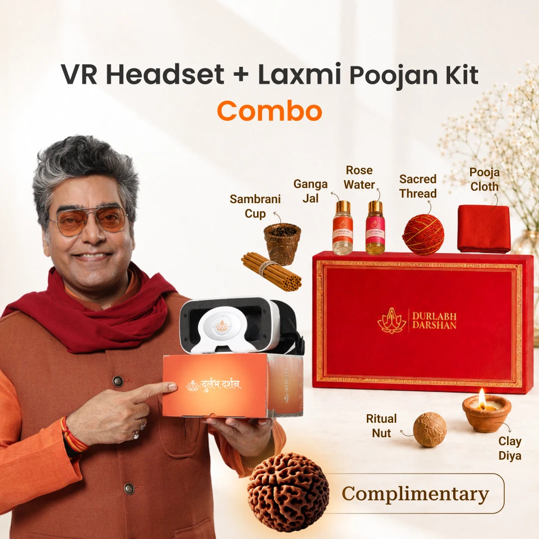 Durlabh Darshan with VR Headset + Premium Pooja Kit + 1 Month App Subscription + Complimentary Abhimantrit Rudraksha