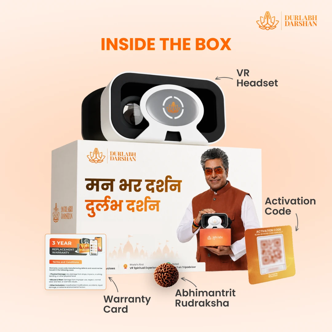 Durlabh Darshan VR Headset with 1-Month Subscription + Complimentary Abhimantrit Rudraksha