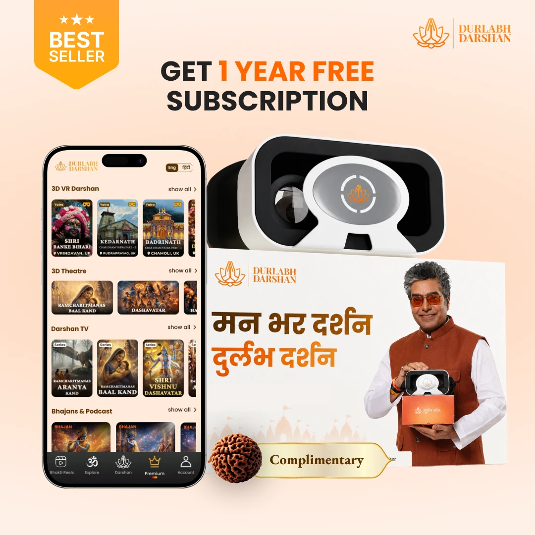Durlabh Darshan with VR Headset + 1 Year App Subscription + Complimentary Abhimantrit Rudraksha