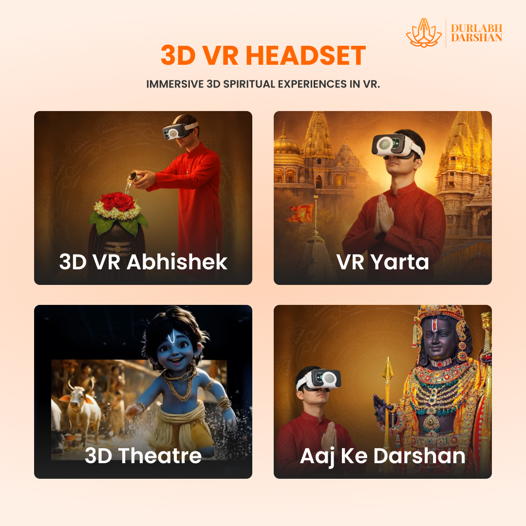 Durlabh Darshan with VR Headset + Premium Pooja Kit + 1 Month App Subscription + Complimentary Abhimantrit Rudraksha with Prepaid Order