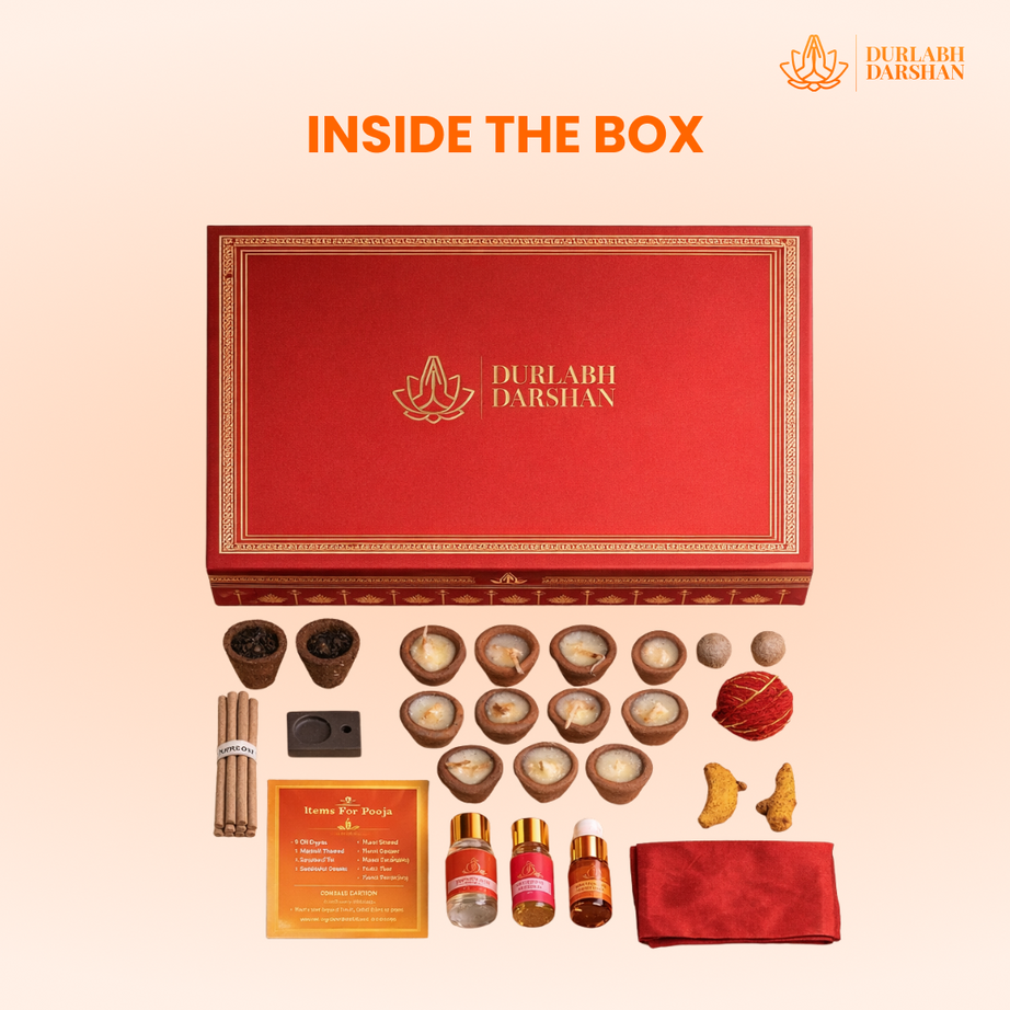 Durlabh Darshan with VR Headset + Premium Pooja Kit + 1 Month App Subscription + Complimentary Abhimantrit Rudraksha with Prepaid Order