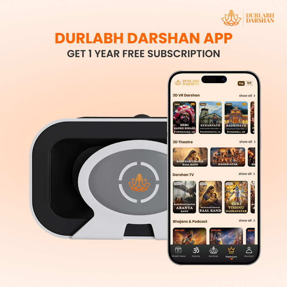 Durlabh Darshan with VR Headset + 1 Year App Subscription + Complimentary Abhimantrit Rudraksha