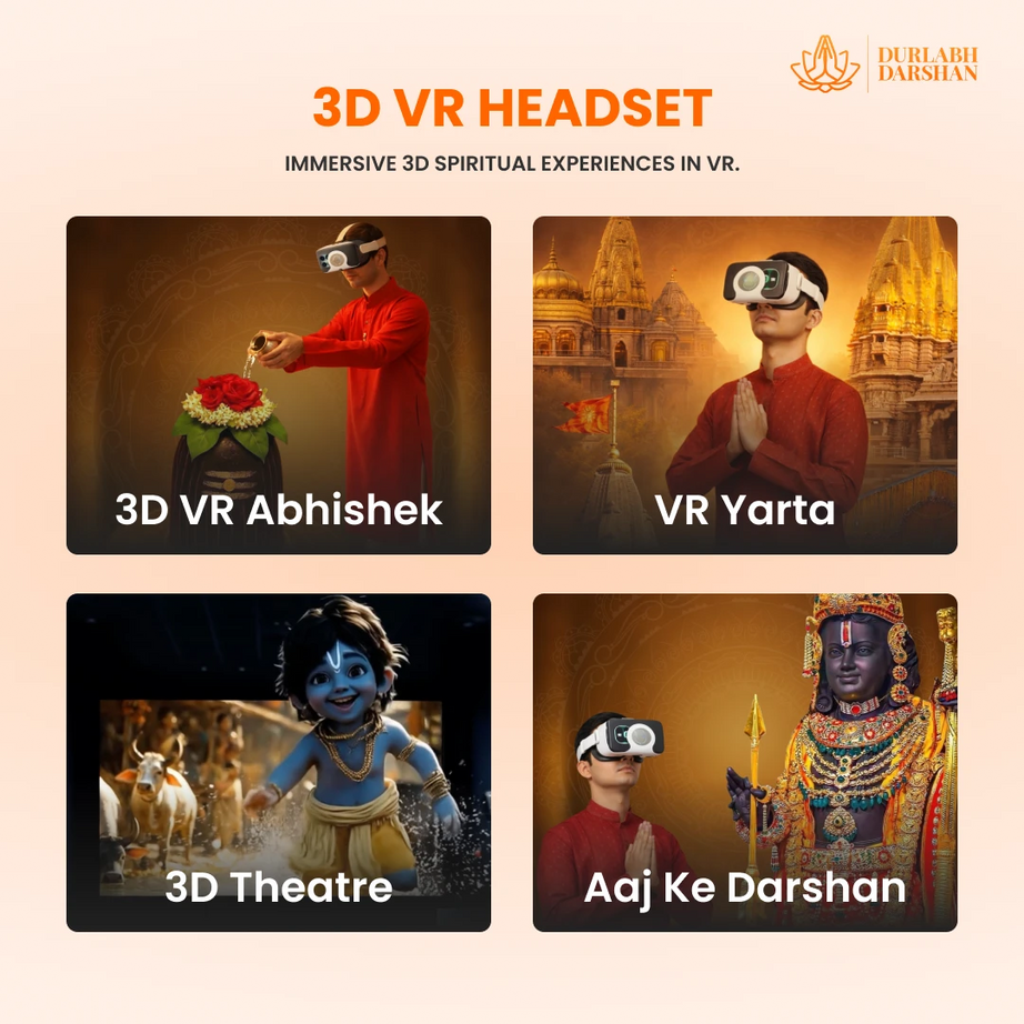 Durlabh Darshan with VR Headset + Premium Pooja Kit + 1 Month App Subscription + Complimentary Abhimantrit Rudraksha