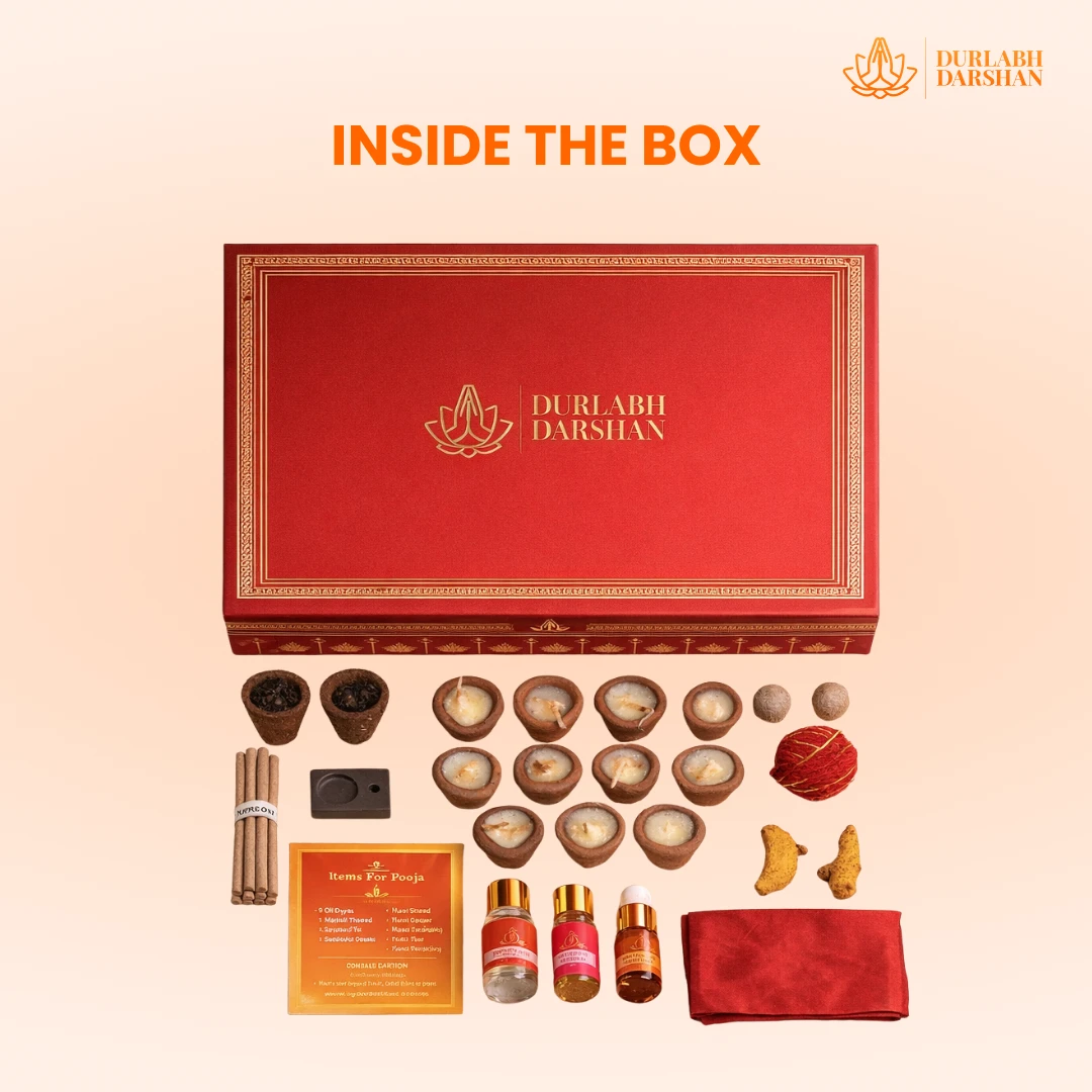 Durlabh Darshan with VR Headset + Premium Pooja Kit + 1 Month App Subscription + Complimentary Abhimantrit Rudraksha