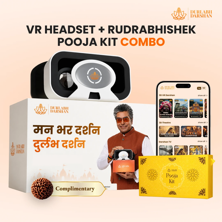 Durlabh Darshan Pooja Combo kit (Rudra Abhishek Pooja Kit + Durlabh Darshan VR Headset + 1 Month App Subscription + Complimentary Abhimantrit Rudraksha
