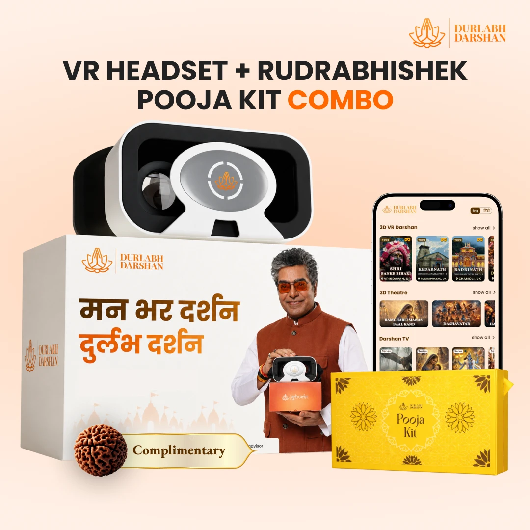 Durlabh Darshan Pooja Combo kit (Rudra Abhishek Pooja Kit + Durlabh Darshan VR Headset + 1 Month App Subscription + Complimentary Abhimantrit Rudraksha