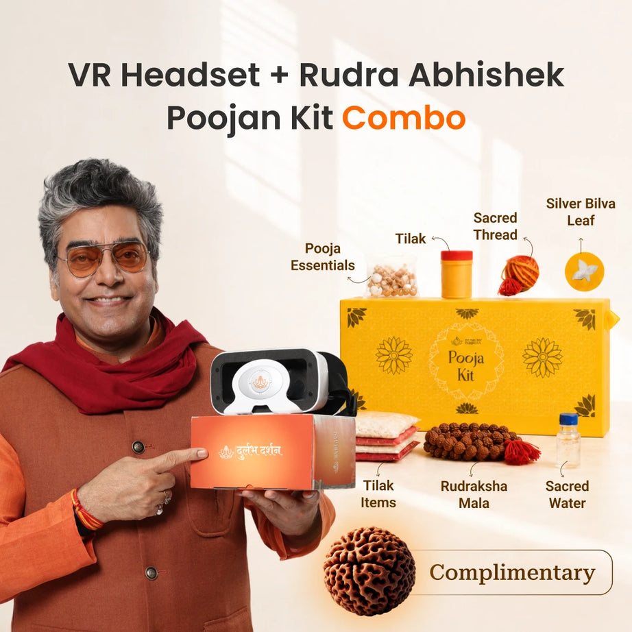 Durlabh Darshan Pooja Combo kit (Rudra Abhishek Pooja Kit + Durlabh Darshan VR Headset + 1 Month App Subscription + Complimentary Abhimantrit Rudraksha